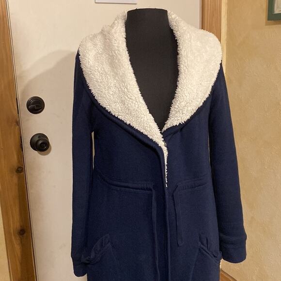 Anthropologie Jackets & Blazers - ANTHROPOLOGIE Saturday Sunday navy shawl collar teddy Sherpa‎ lined overcoat
